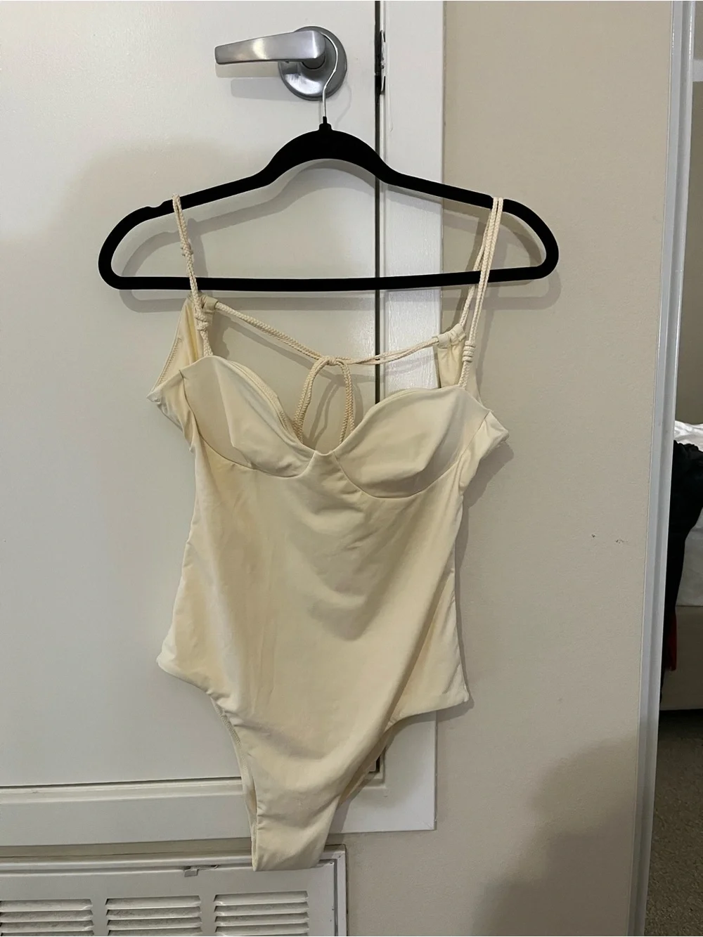 Zara Cream Strappy One-Piece Swimsuit